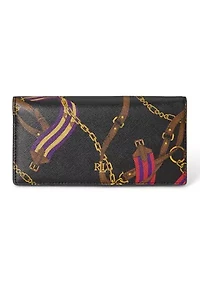 Print Crosshatch Leather Slim Wallet