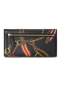 Print Crosshatch Leather Slim Wallet