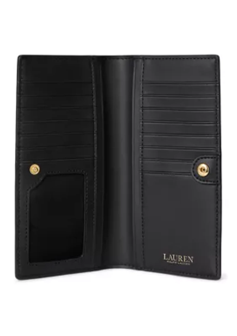 Print Crosshatch Leather Slim Wallet