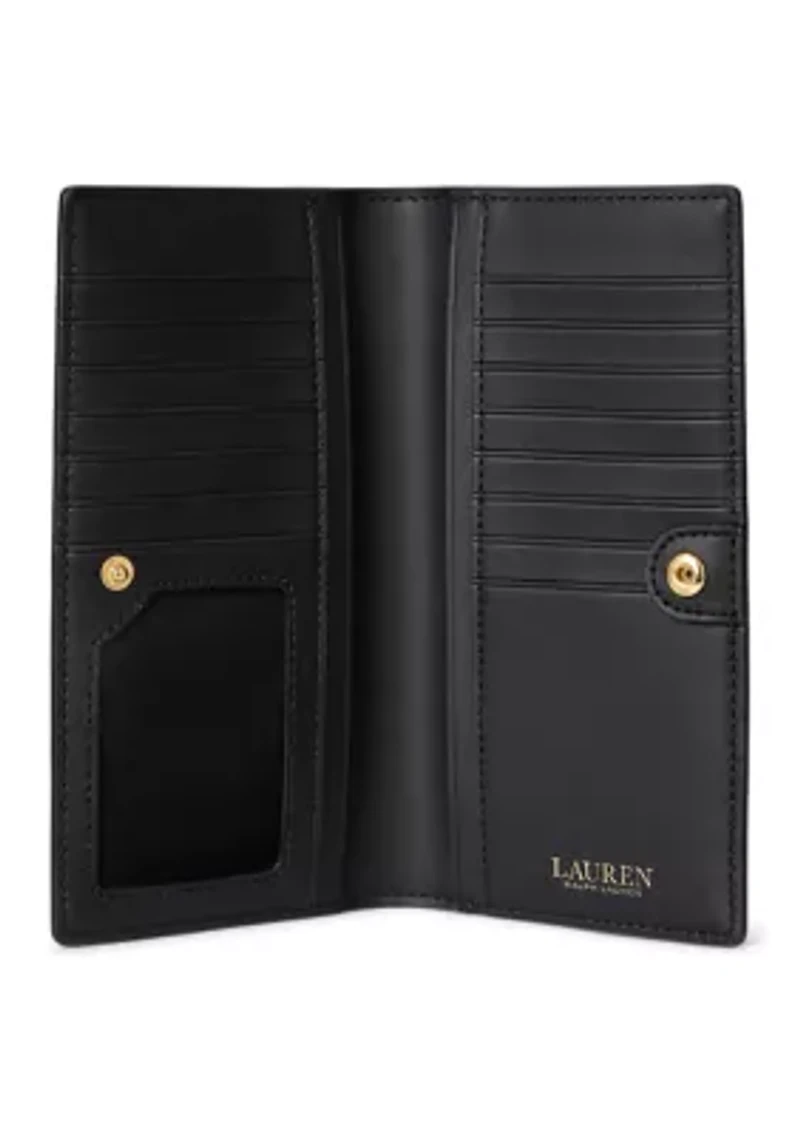 Print Crosshatch Leather Slim Wallet