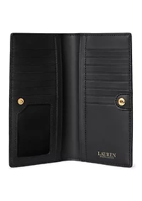 Print Crosshatch Leather Slim Wallet