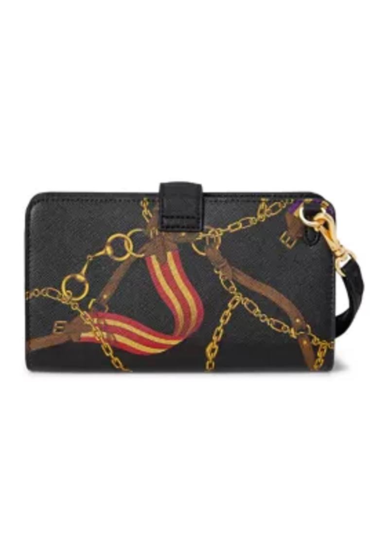 Print Crosshatch Leather Tech Wristlet