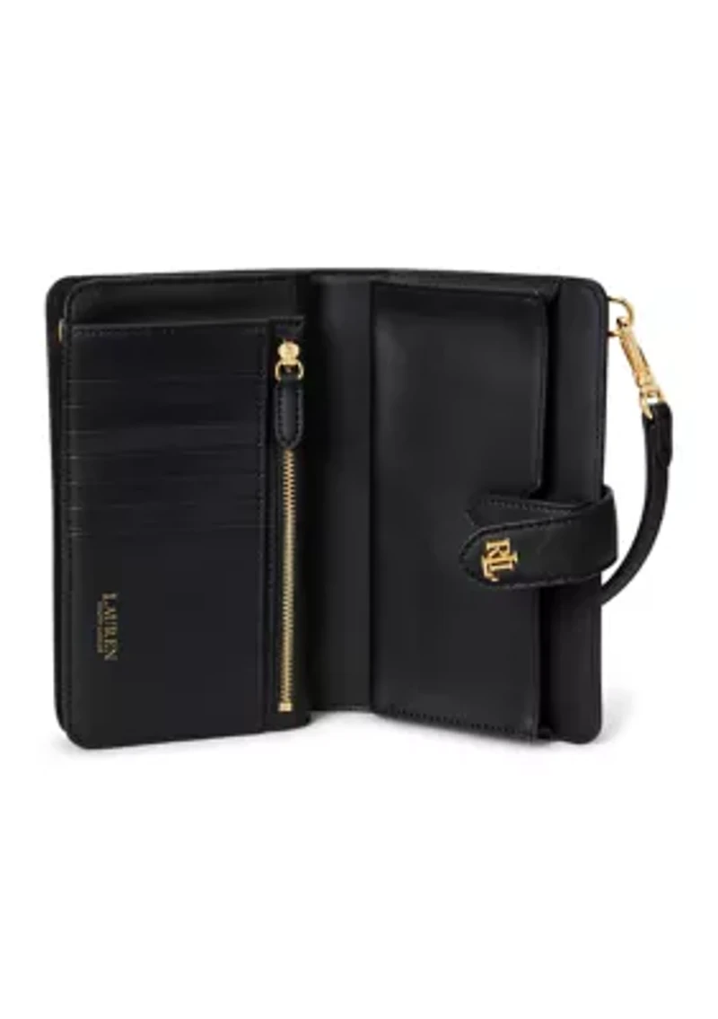 Print Crosshatch Leather Tech Wristlet