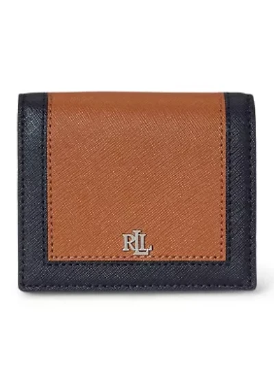 Color-Blocked Leather Compact Wallet