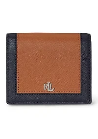 Color-Blocked Leather Compact Wallet