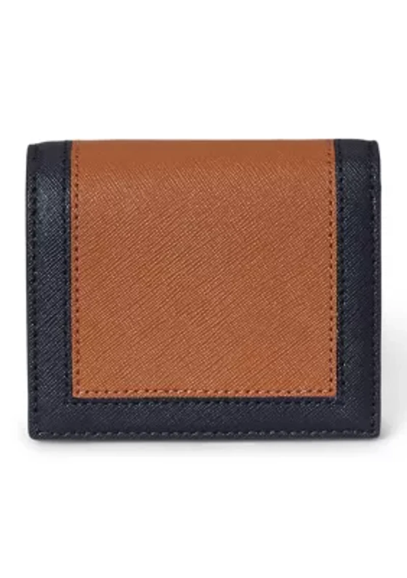 Color-Blocked Leather Compact Wallet