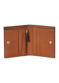 Color-Blocked Leather Compact Wallet