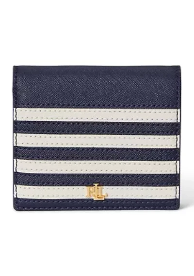 Color-Blocked Leather Compact Wallet