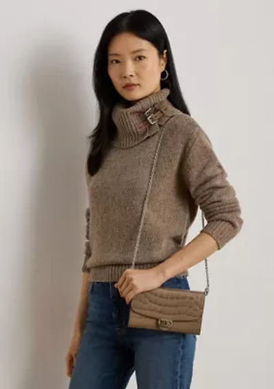 Women's Glossy Embossed Crocodile 20-Wallet On A Large Chain