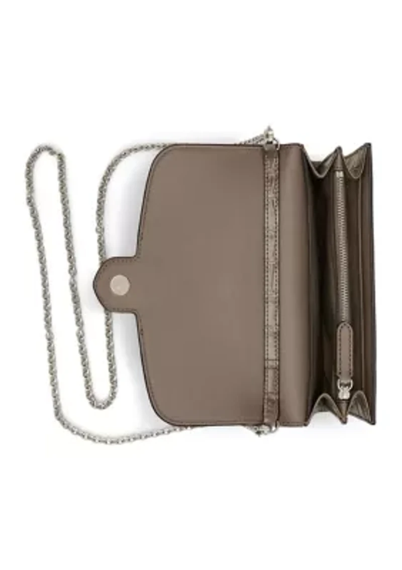 Women's Glossy Embossed Crocodile 20-Wallet On A Large Chain