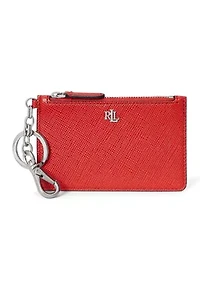 Crosshatch Leather Zip Card Case