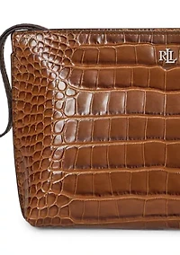 Crocodile-Embossed Leather Large Pouch
