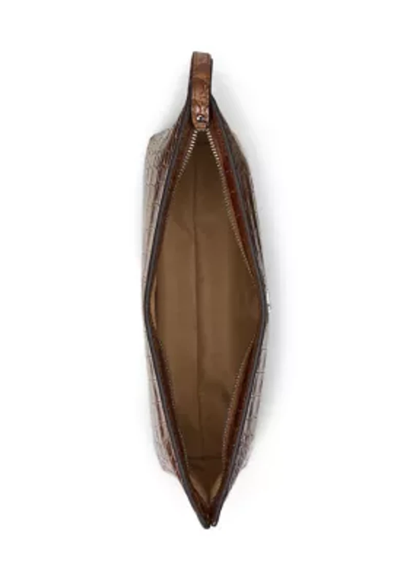 Crocodile-Embossed Leather Large Pouch