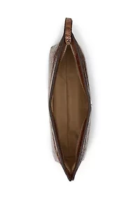 Crocodile-Embossed Leather Large Pouch