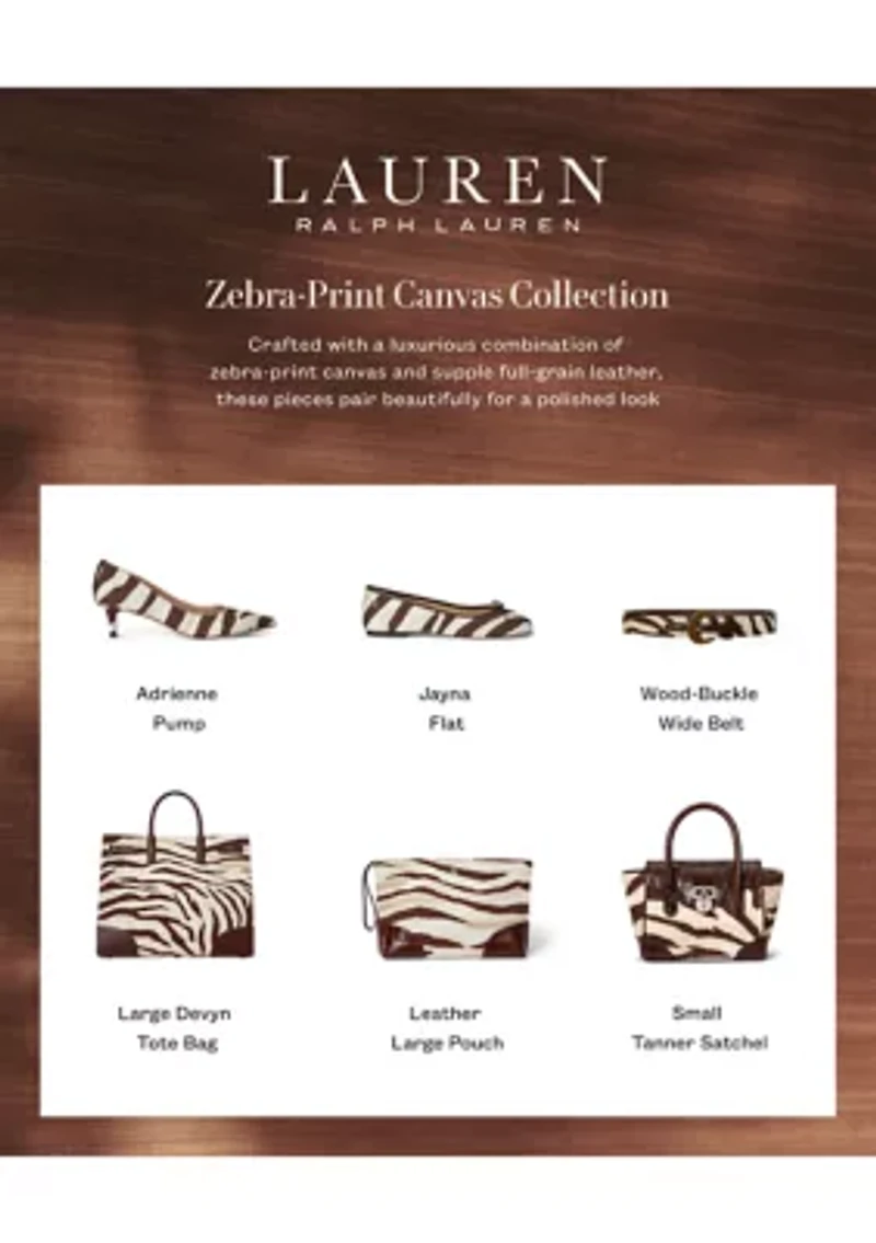 Zebra Print Canvas and Leather Large Pouch