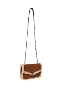 Shearling-Trim Bradley Crossbody Wallet