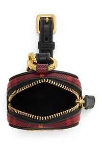 Plaid Nappa Leather Mini Zip Pouch