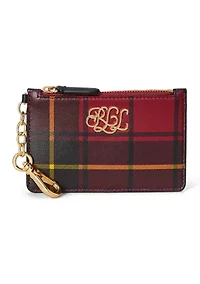 Plaid Nappa Leather Zip Card Case
