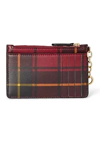 Plaid Nappa Leather Zip Card Case
