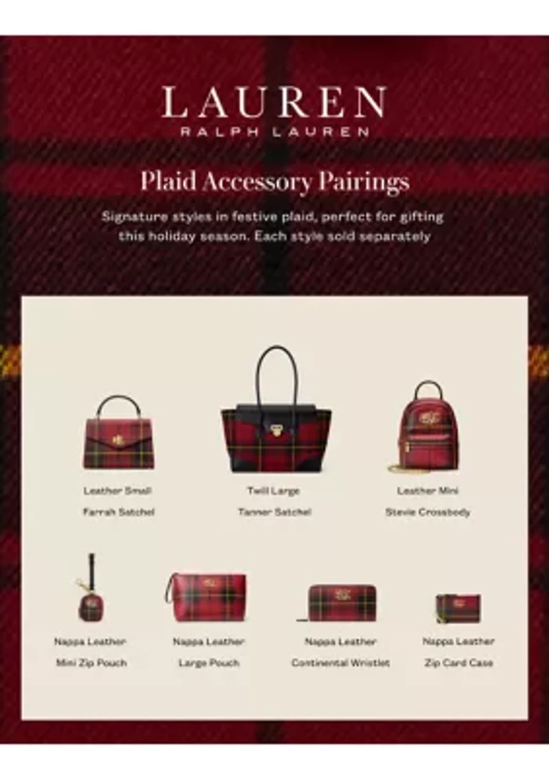 Plaid Nappa Leather Zip Card Case