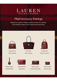 Plaid Nappa Leather Zip Card Case