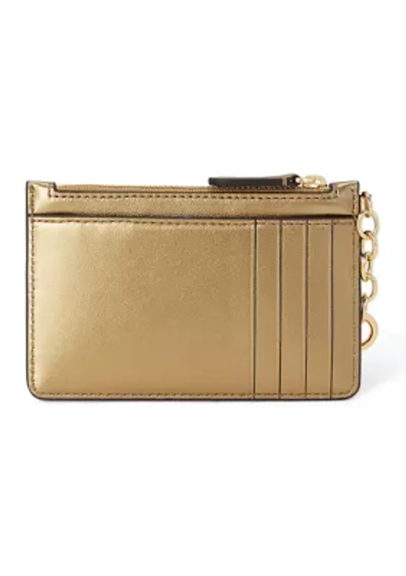Metallic Nappa Leather Zip Card Case