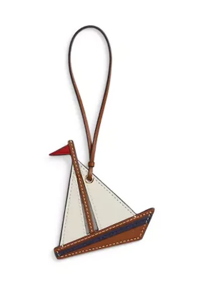 Color-Blocked Leather Sailboat Charm