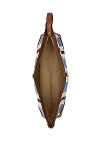 Striped Canvas & Leather Large Pouch