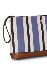 Striped Canvas & Leather Large Pouch