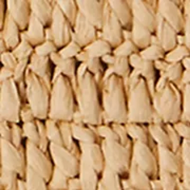 Leather-Trim Crocheted Straw Large Pouch
