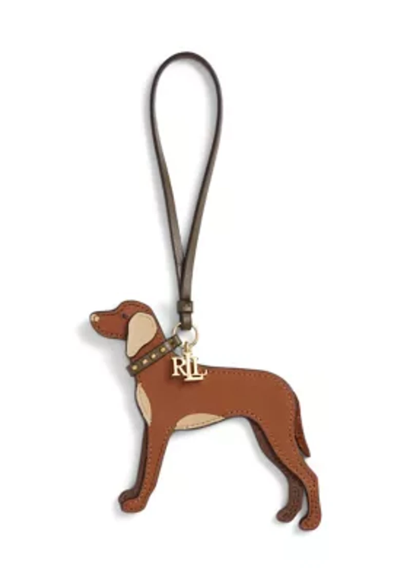 Suede-Trim Leather Vizsla Charm