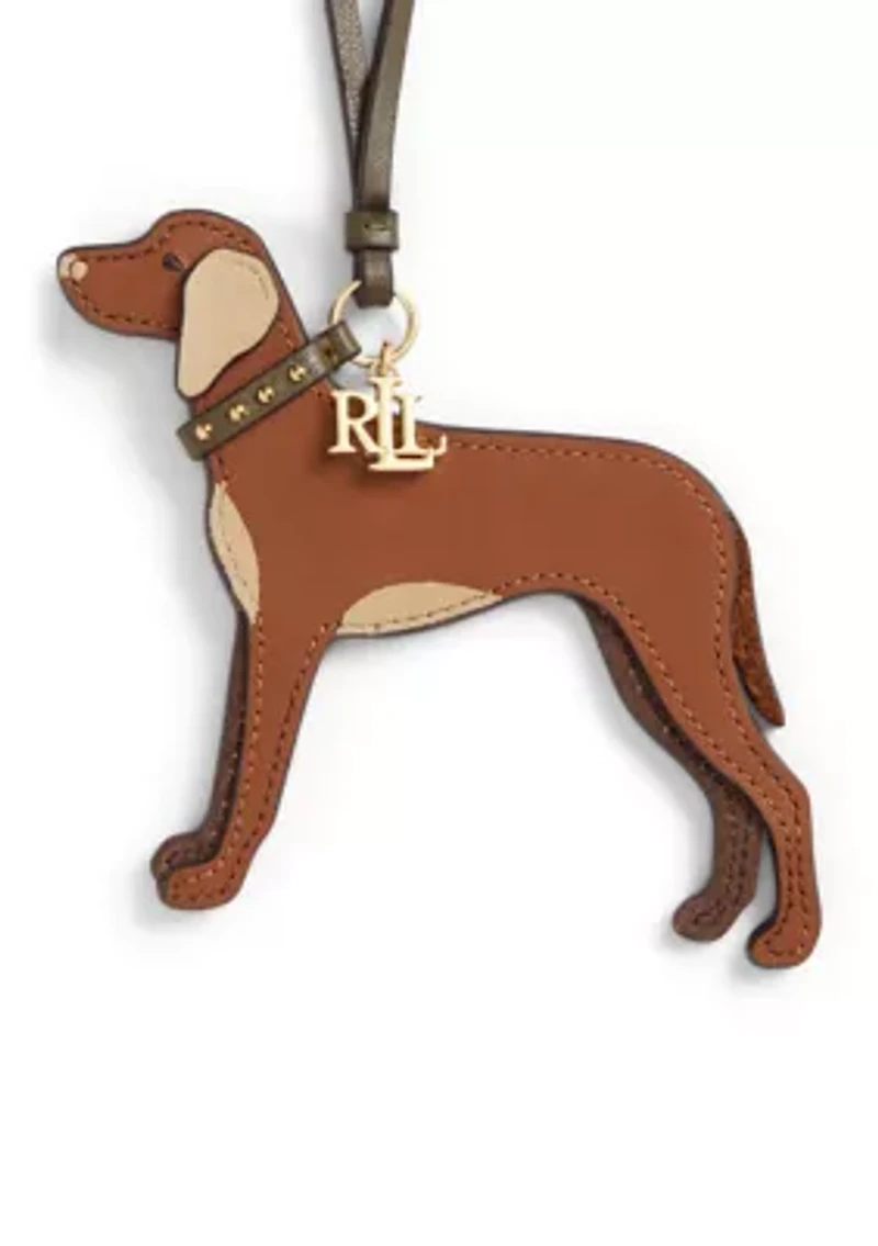Suede-Trim Leather Vizsla Charm