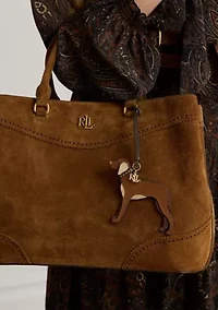 Suede-Trim Leather Vizsla Charm