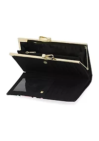 Saffiano Floral Frame Clutch