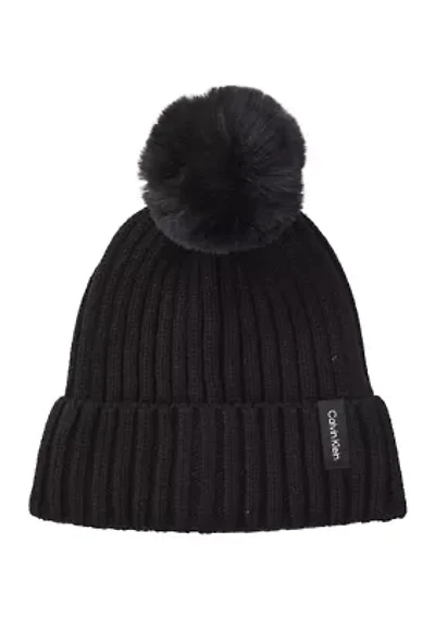 Faux Fur Pom Beanie