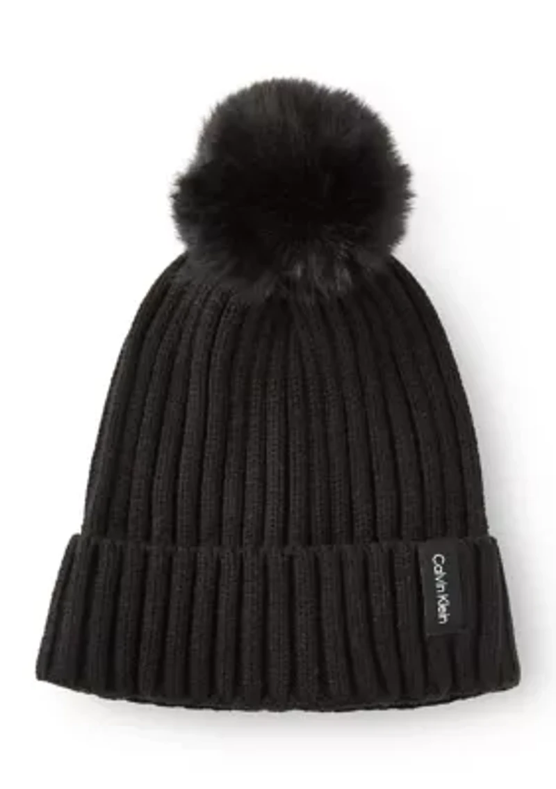 Faux Fur Pom Beanie