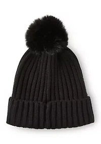 Faux Fur Pom Beanie