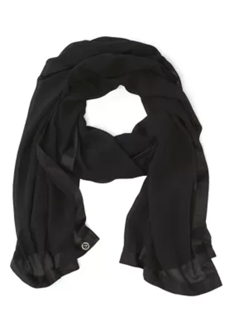 Satin Border Chiffon Scarf Wrap
