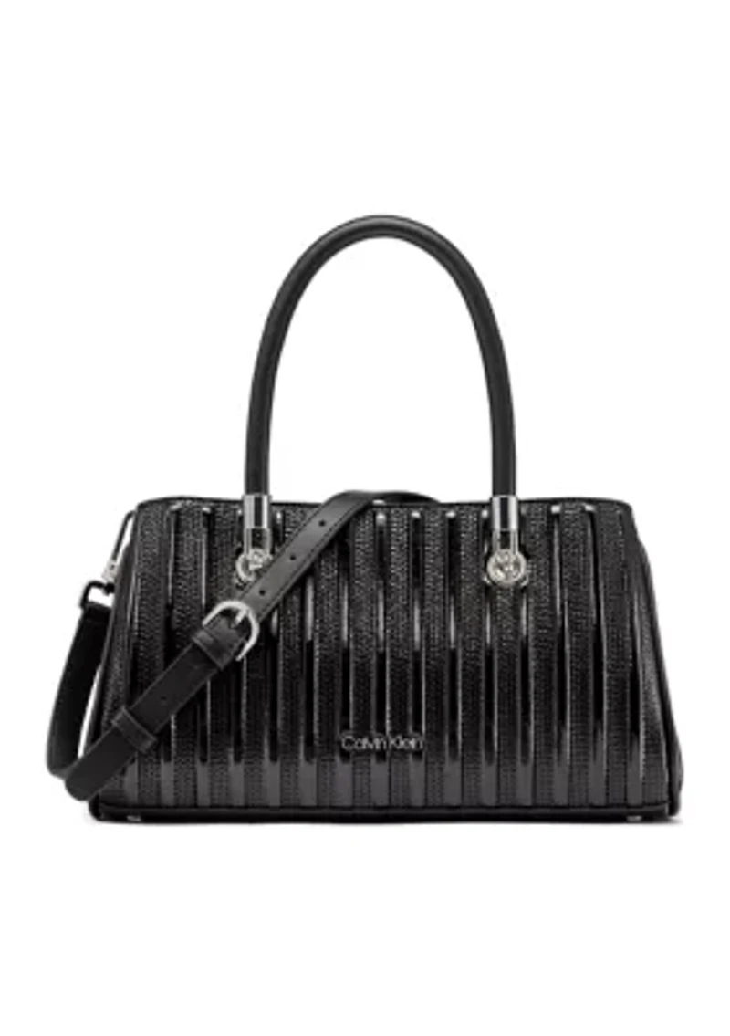Brigette Patent Piping Mini Satchel Bag