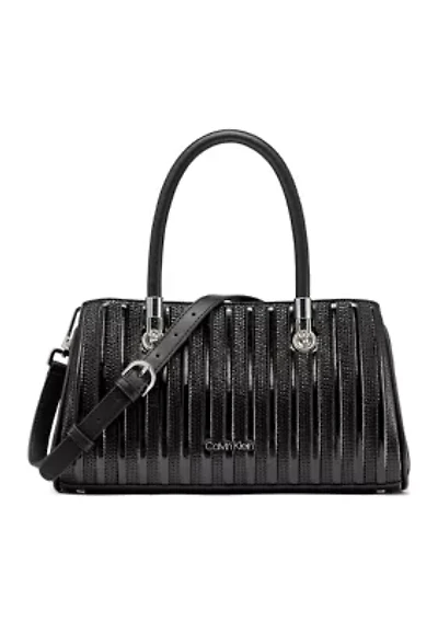 Brigette Patent Piping Mini Satchel Bag