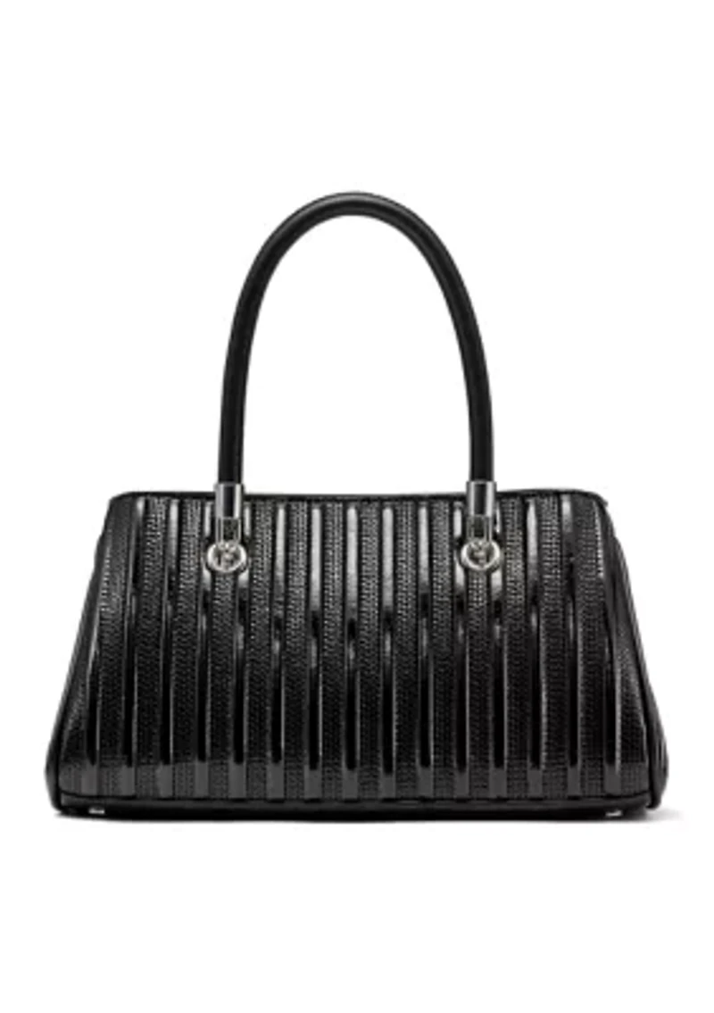 Brigette Patent Piping Mini Satchel Bag