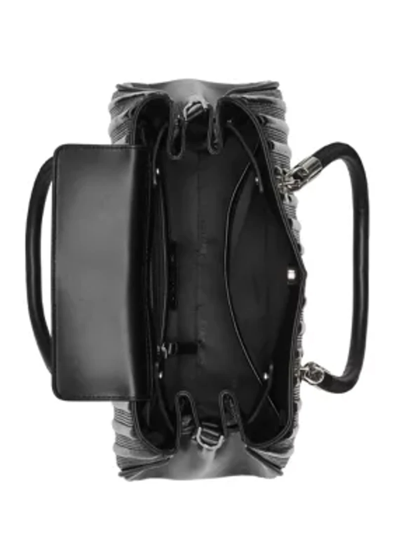 Brigette Patent Piping Mini Satchel Bag