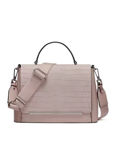 Alia Suede Croc Satchel