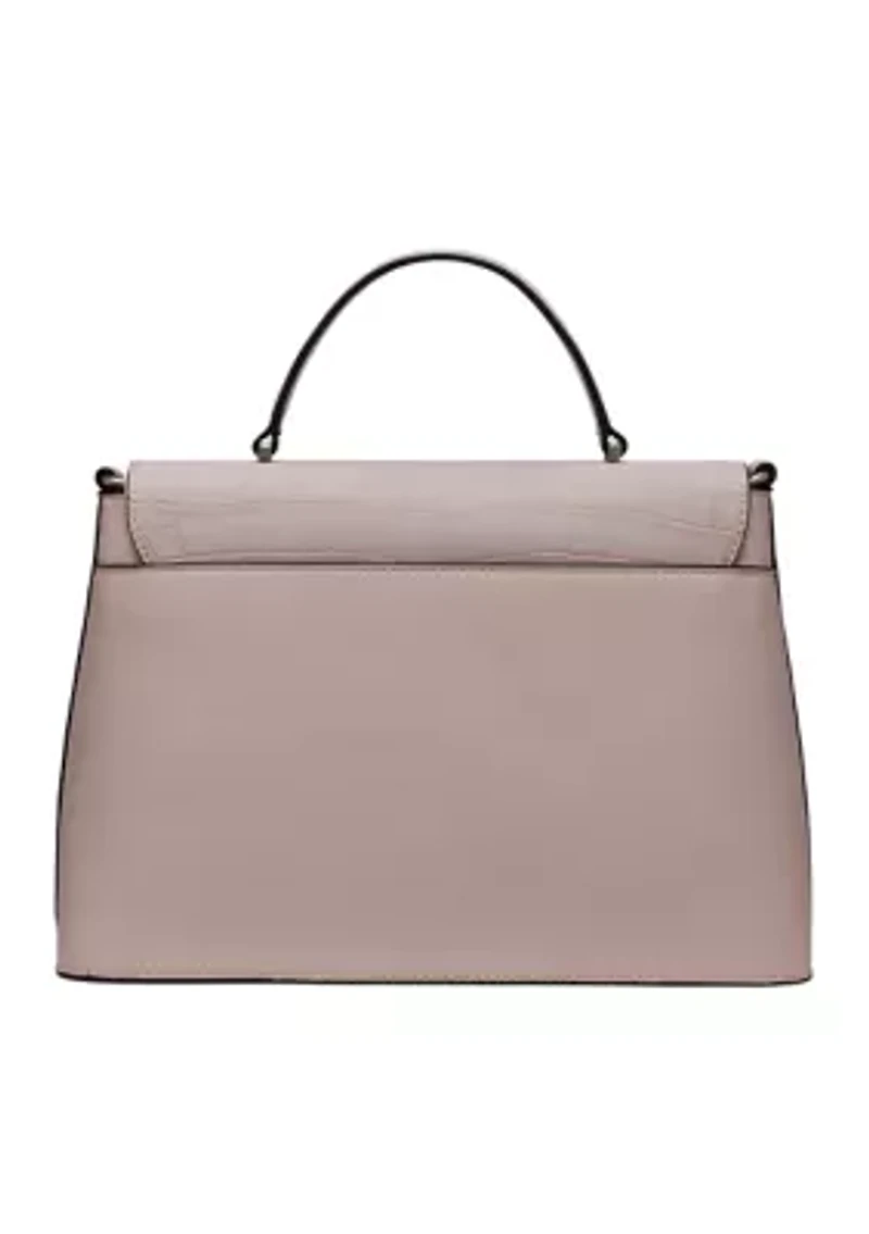 Alia Suede Croc Satchel