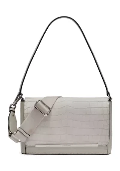 Alia Sueded Croc Shoulder Bag