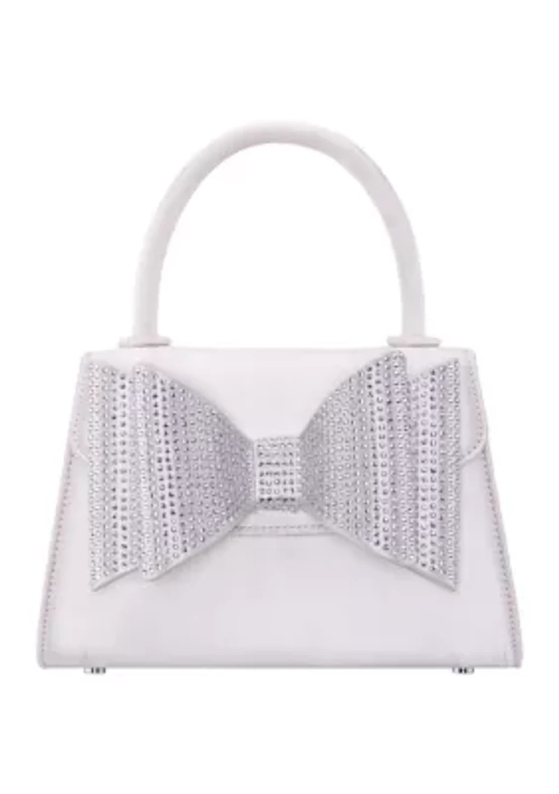 Crystal Bow Top Handle Satchel
