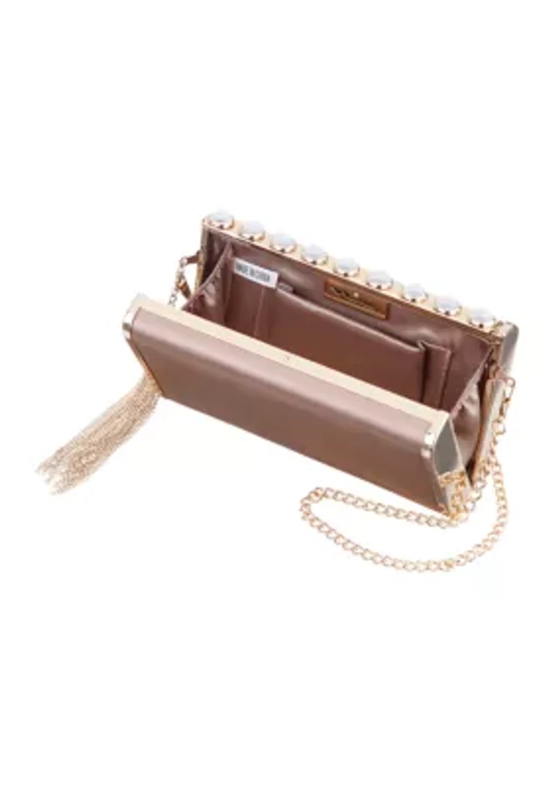 Crystal Ornamented Minaudiere with Tassel