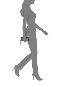 Animal Print Crystal Ornamented Minaudiere with Tassel 