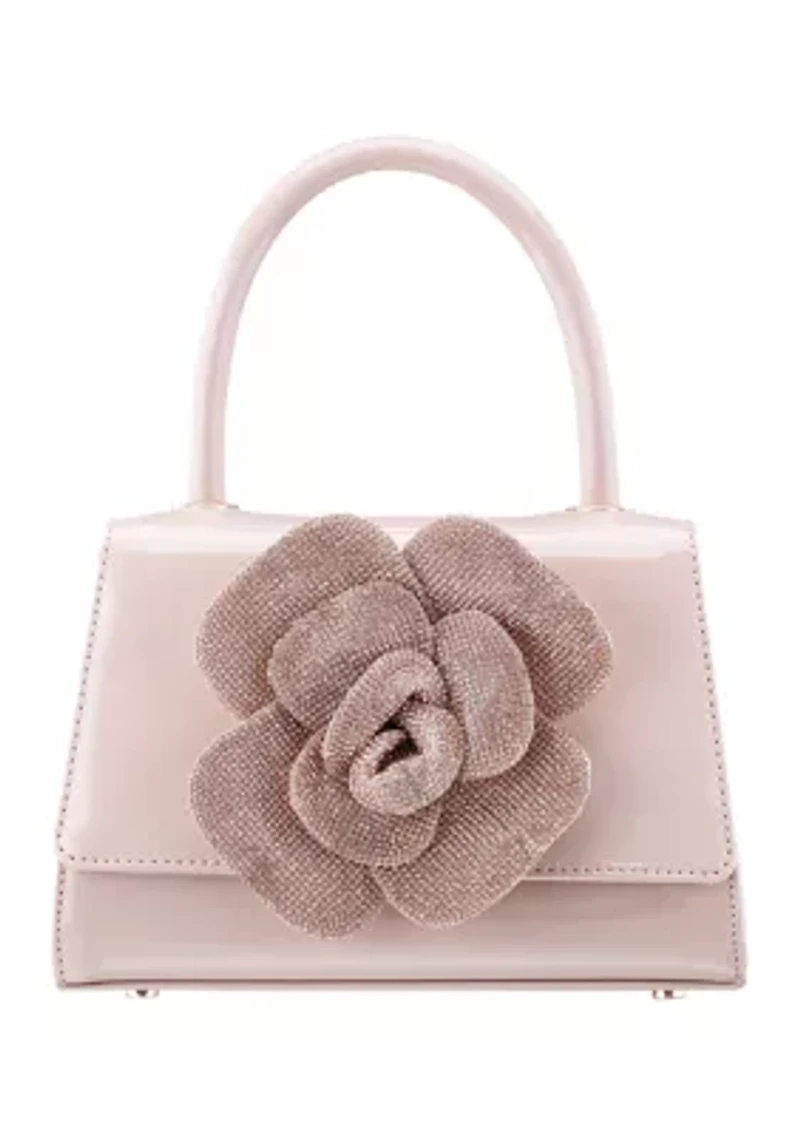 Floral Patent Top Handle Satchel