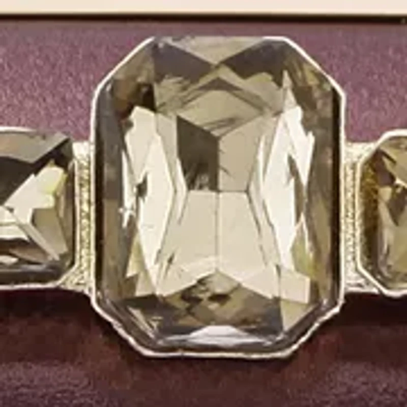 Crystal Handle Lift Lock Metallic Minaudiere 